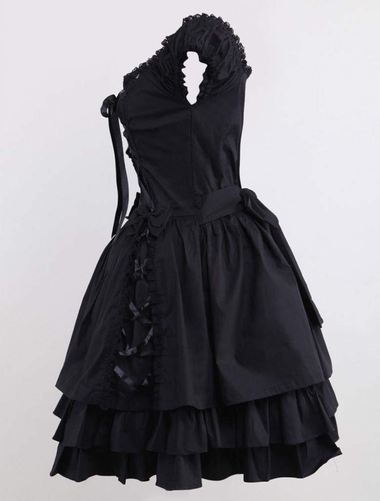 Black Layered Lace-up Goth Lolita Dress 1