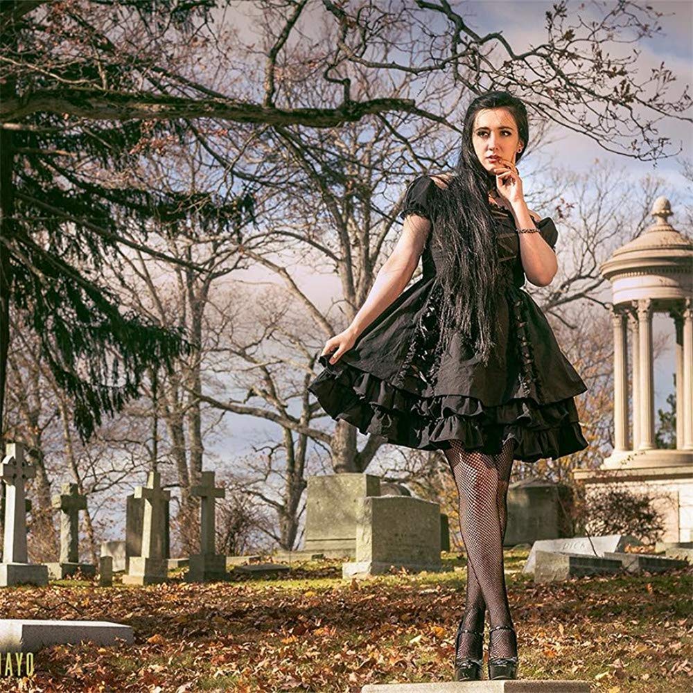 Black Layered Lace-up Goth Lolita Dress 3