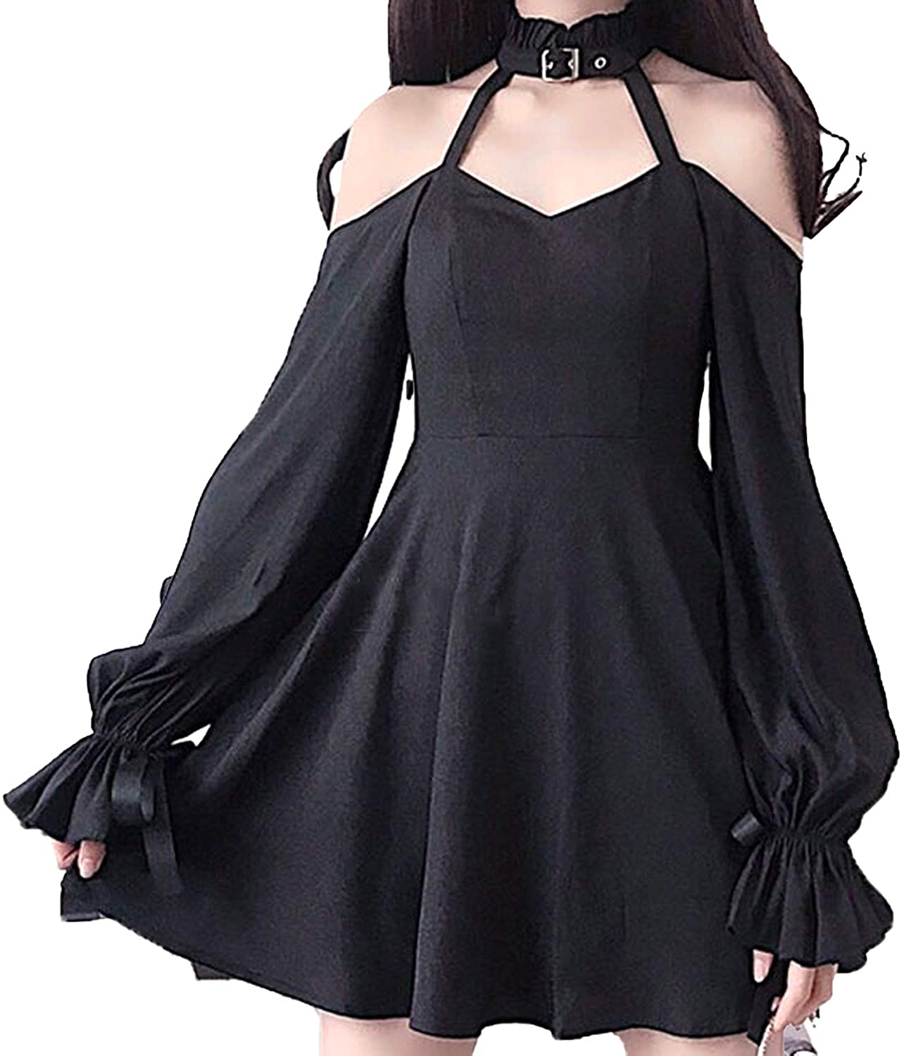 Kawaii Ruffle Off-Shoulder Long Sleeve Dress with Bowknot