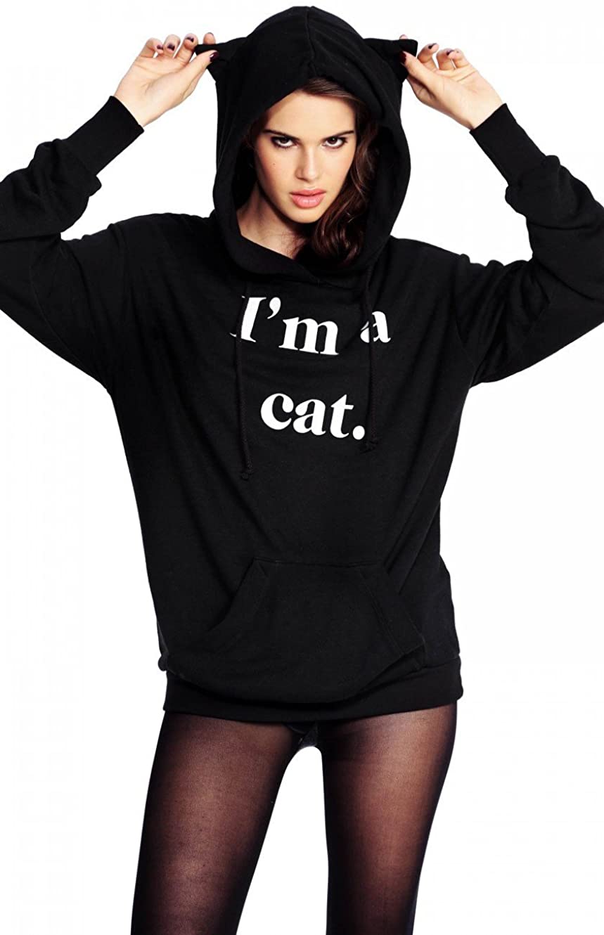 Cute Cat Ear Novelty Printed Pullover Sweatshirt