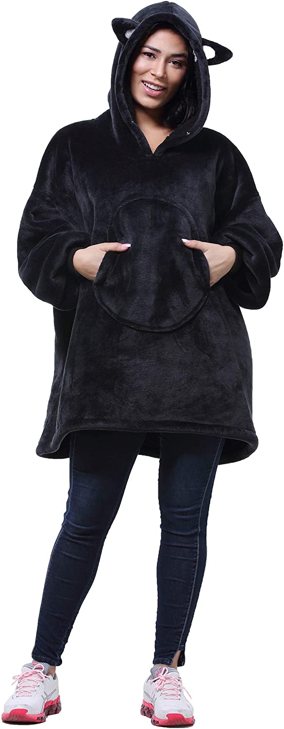 Cat Oversized Sherpa Hoodie Blanket Sweatshirt 2