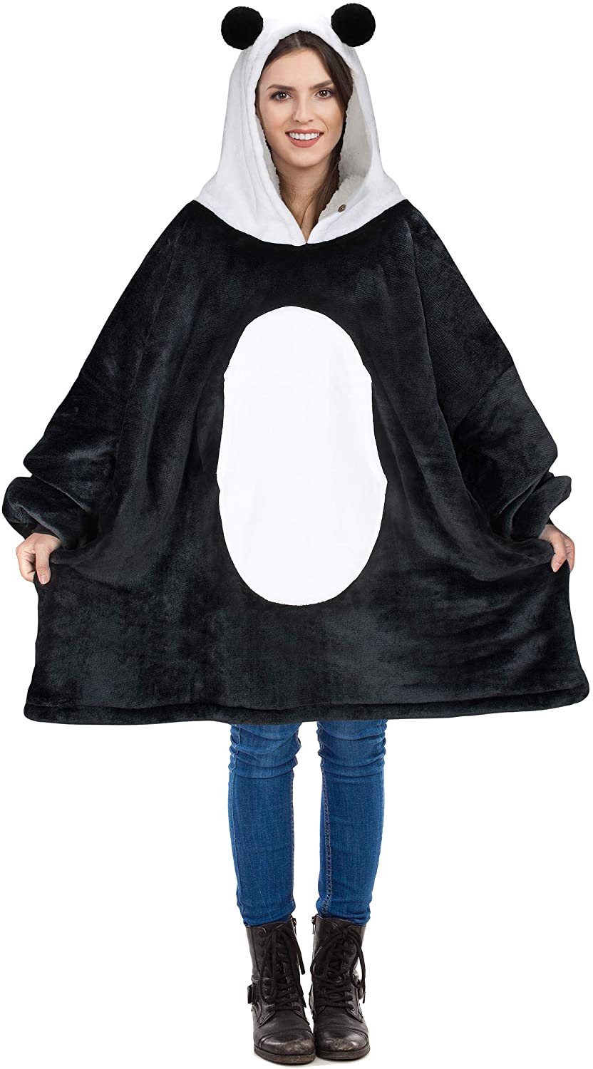 Panda Oversized Sherpa Hoodie Blanket Sweatshirt