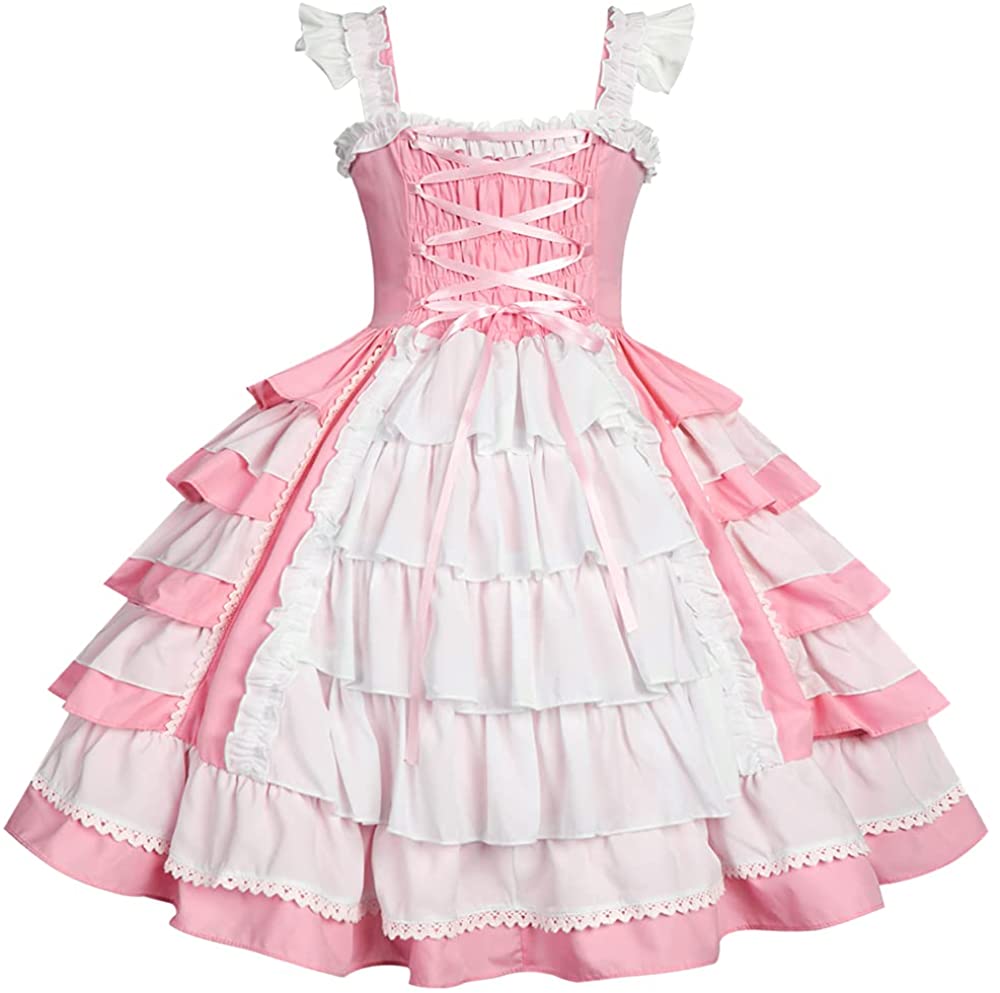 Kawaii Lace Layers Maid Lolita Dresses 2